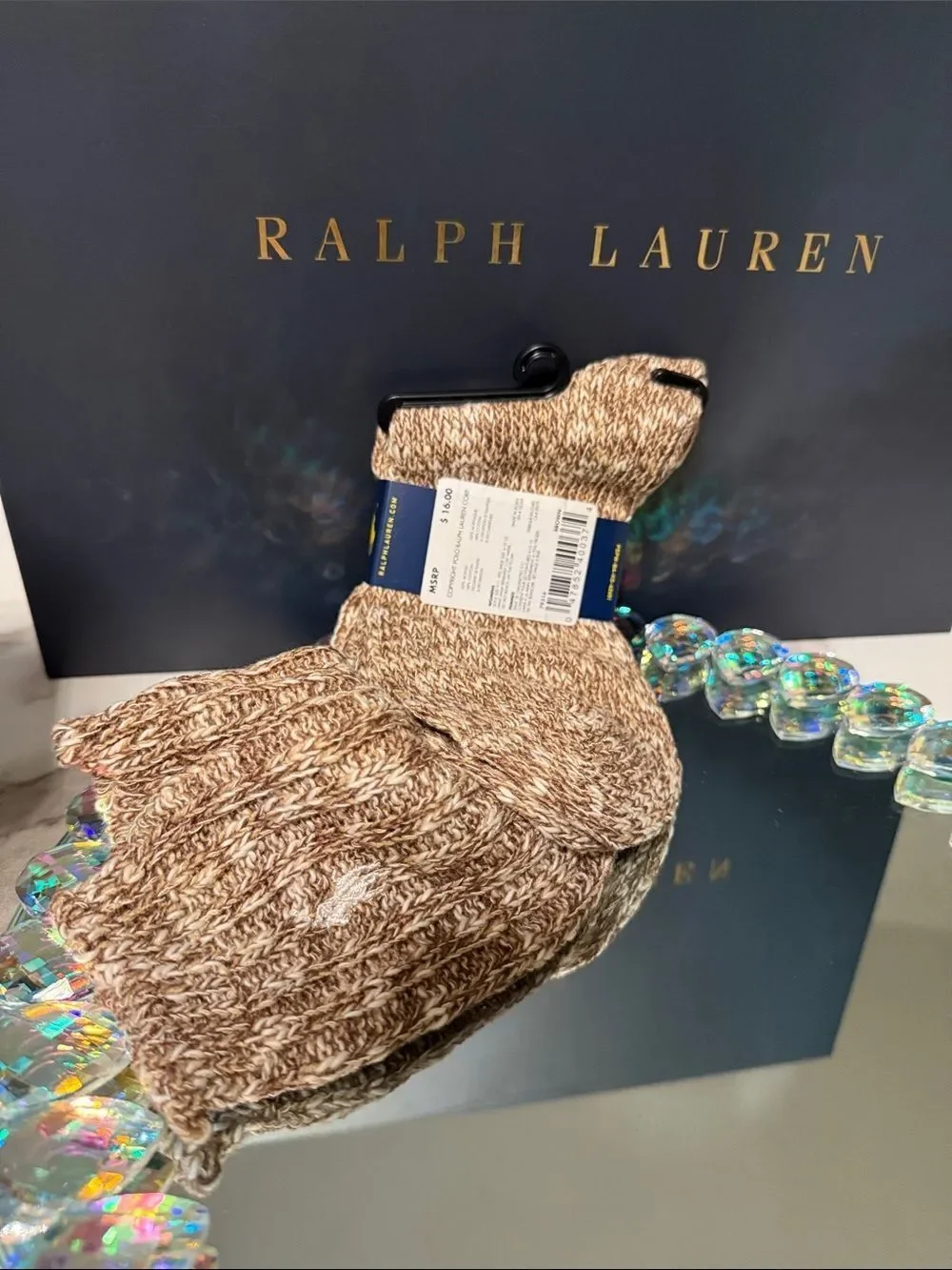 Polo Ralph Lauren Cozy Brown Marled Socks Ribbed Boot Style 9-11